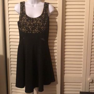 Black Dress with Flare Skirt, Lace Bust